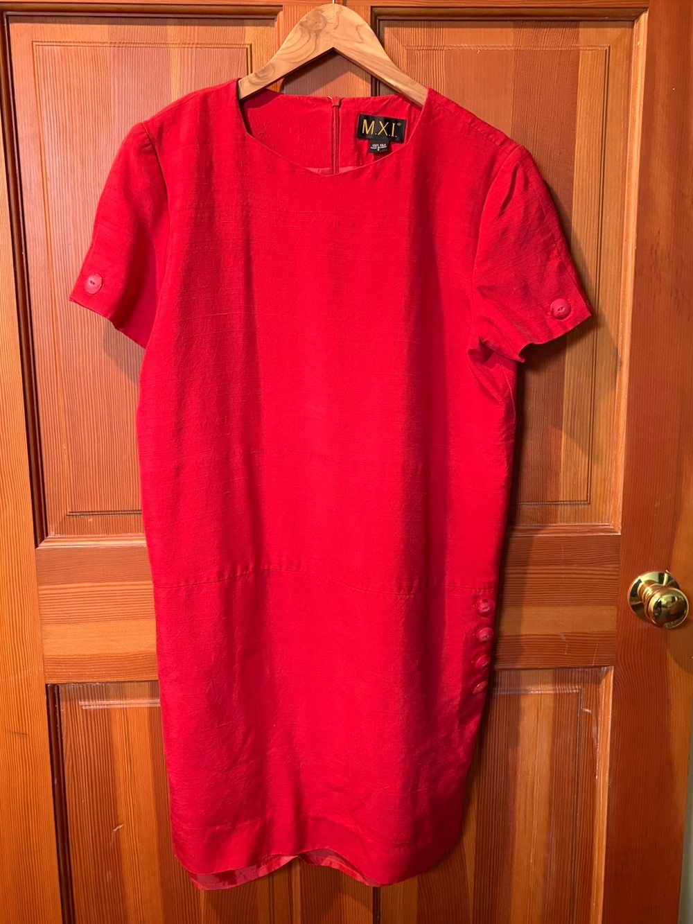 MXI red silk sheath dress 6